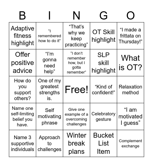 OT Bingo Card