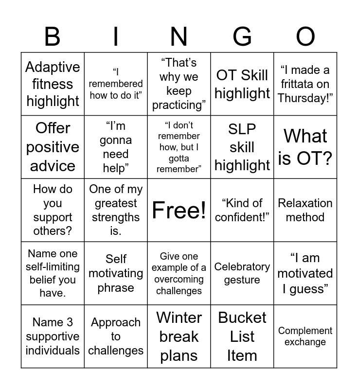 OT Bingo Card