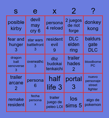 game award bingo Card