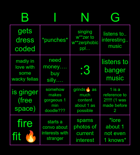 sal bungi Bingo Card