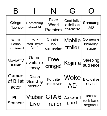 TGA chaoticLEX Bingo Card