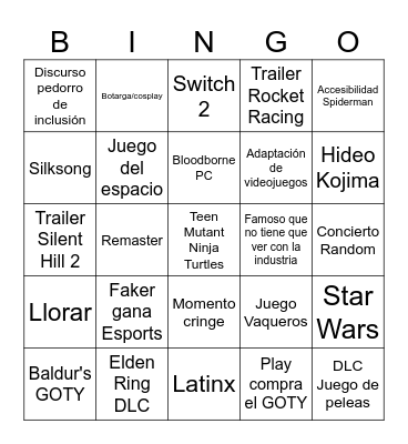 THE GAME AWARDS Bingo Card