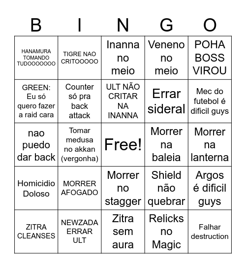 MANA G1 e G2 Bingo Card