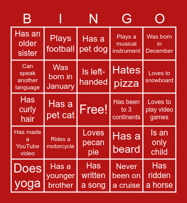 SCA x SCD HUMAN BINGO Card