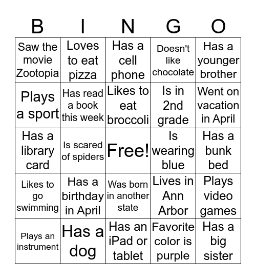 Take Your Kids to Work BINGO! Bingo Card