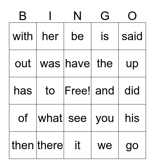 Kindergarten Sight Words April 4 through April 15 Bingo Card