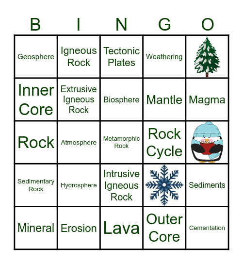 Earth and Rock Bingo Card