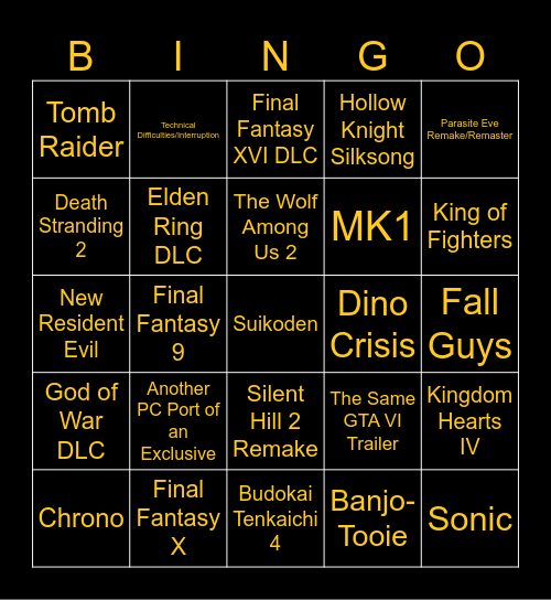 Cranium Game Awards Bingo Card