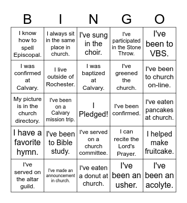 Stronger Together! Bingo Card