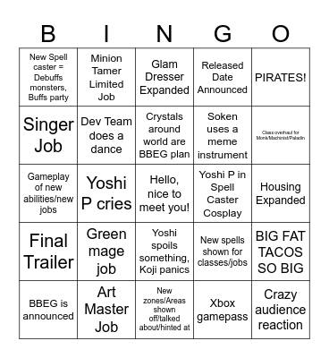 Japan Dev Card Bingo Card