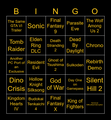 Cranium Game Awards Bingo Card