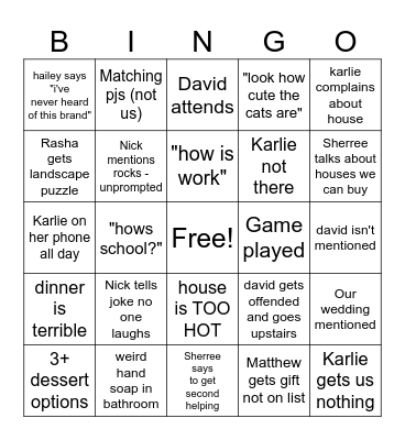 Davis Christmas Bingo Card