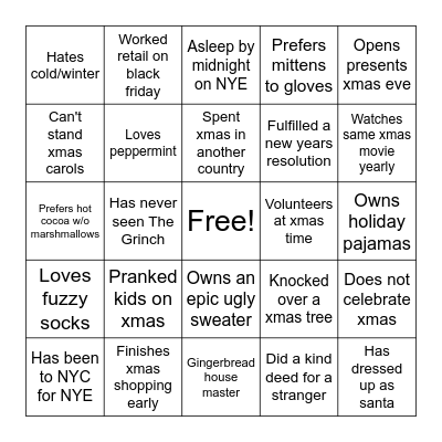 Jingle Bingo Card