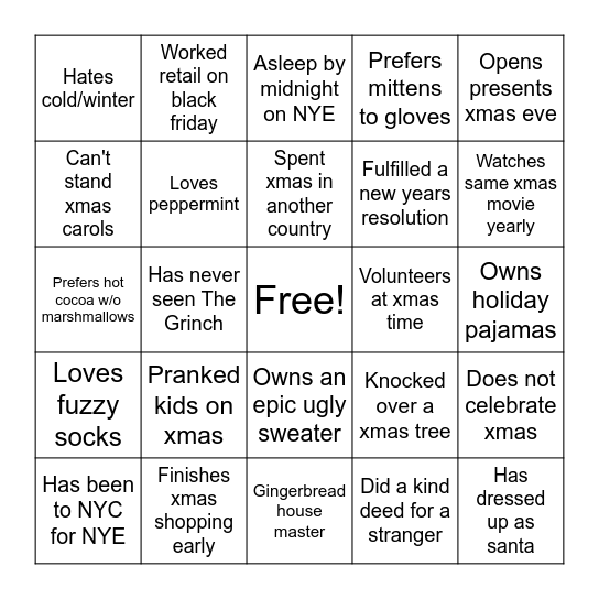 Jingle Bingo Card