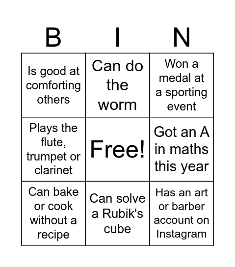 People Bingo Card