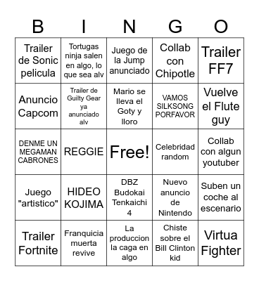 VGA 2023 Bingo Card