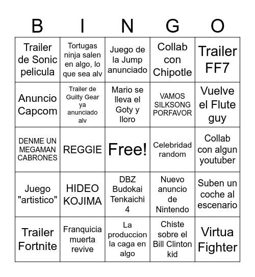 VGA 2023 Bingo Card