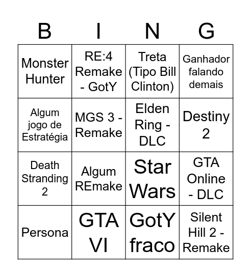 TGA Bingo - Mathias Bingo Card