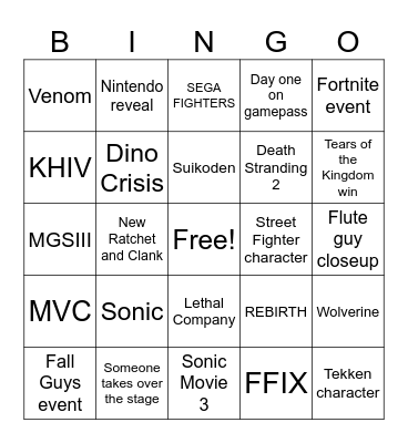 Cranium Bingo Card