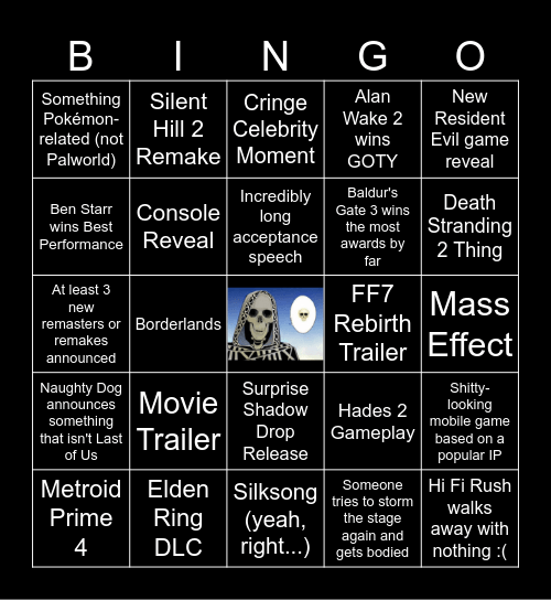 The Game Awards 2023 Bingo Card