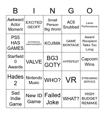 KEIGHLEY AWARDS 2023 Bingo Card