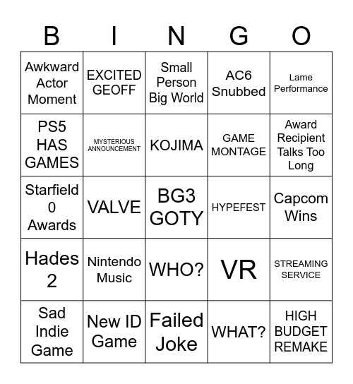 KEIGHLEY AWARDS 2023 Bingo Card