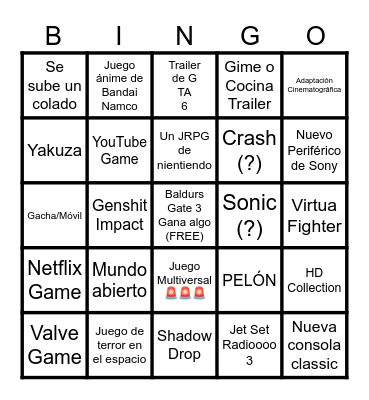 LOS PREMIOS GOTY 2023 Bingo Card