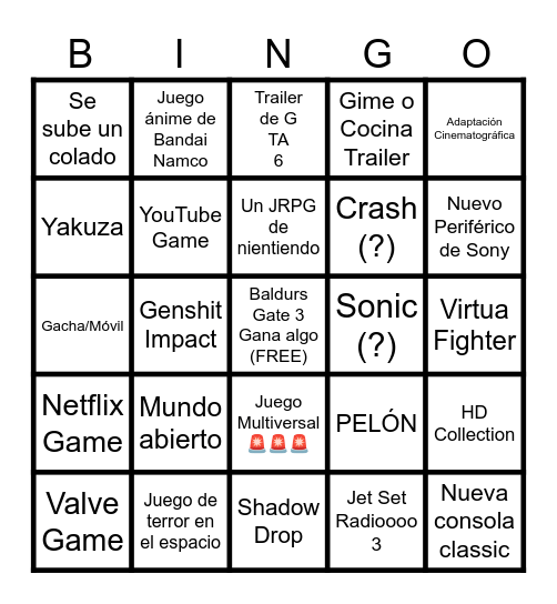 LOS PREMIOS GOTY 2023 Bingo Card