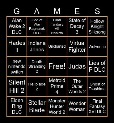 The Game Awards 2023 Bingo Card Bingo Card