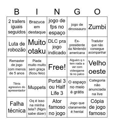 Game Awards 2023 Bingo Card