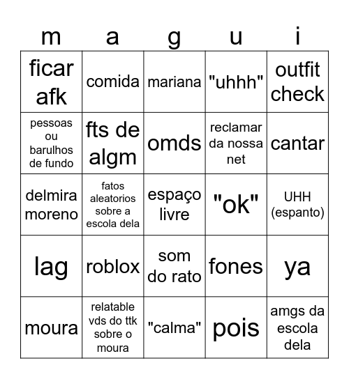 maguingo out🤩 Bingo Card