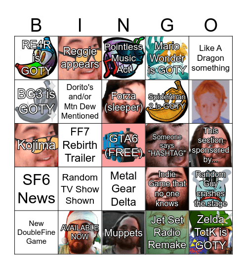 THE GAME AWARDS 2023 Bingo Card