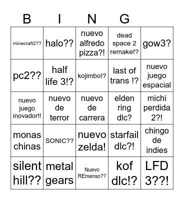 GOTY 2023 Bingo Card