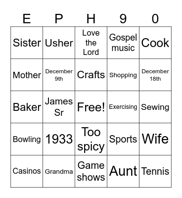 Untitled Bingo Card