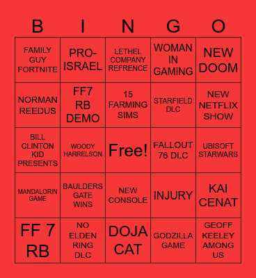 GAME AWARDS BINGO Card