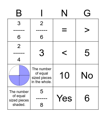 Fraction Bingo! Bingo Card