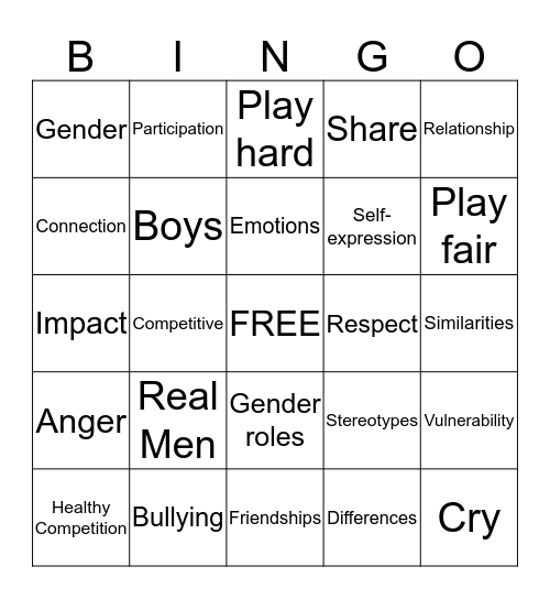 Boy's Council Bingo Card