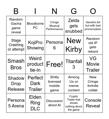 VGA Bingo Card