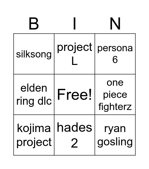 fish copium bingo game awards 2023 Bingo Card