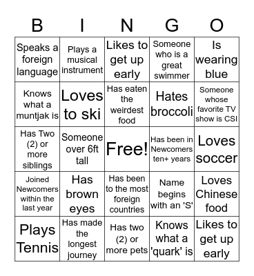 People Bingo Card