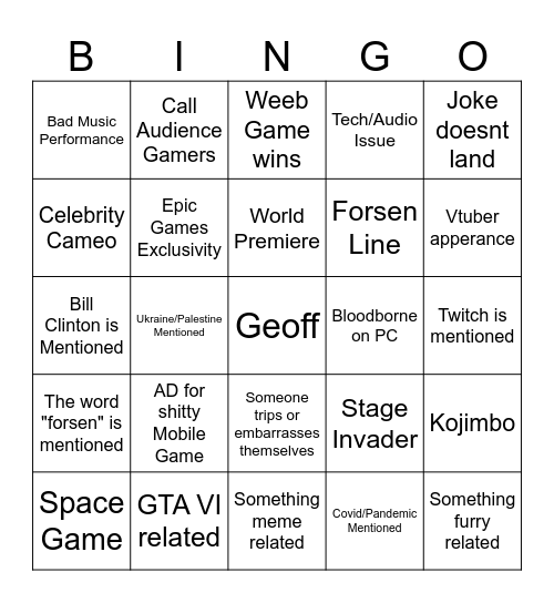 Untitled Bingo Card