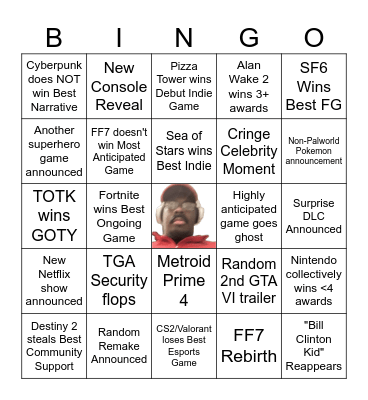 TGA 2023 Bingo Card