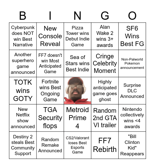 TGA 2023 Bingo Card