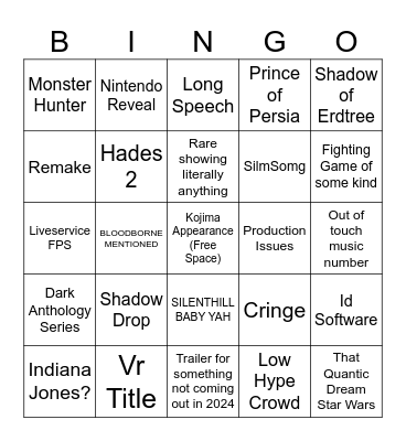 Game Awerdz Bingo Card