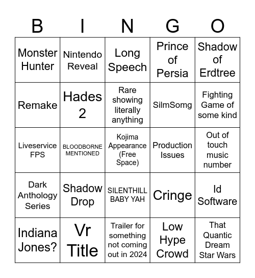 Game Awerdz Bingo Card