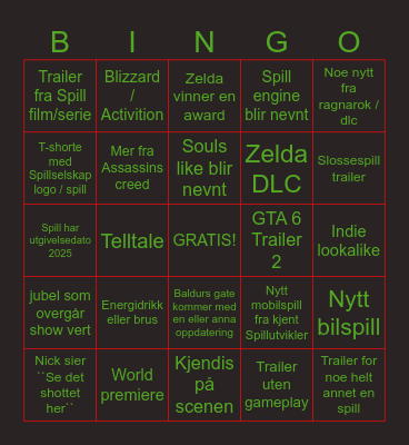 Game awards 2023 (ing3nting) Bingo Card