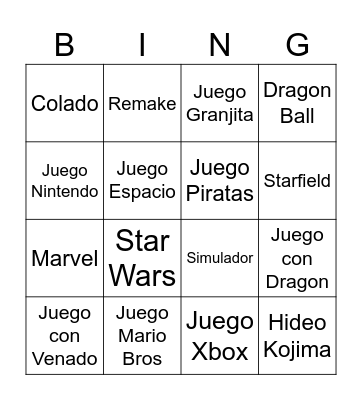 Fedeco Game Awards Bingo Card