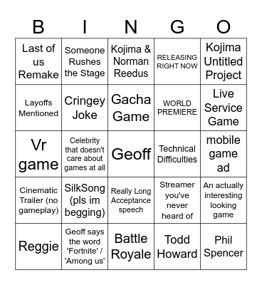 Geoff Bingo Card