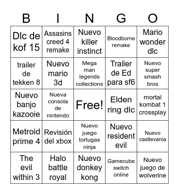 Game awards 2023 Bingo Card