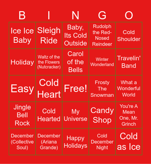 Winter Bingo Card